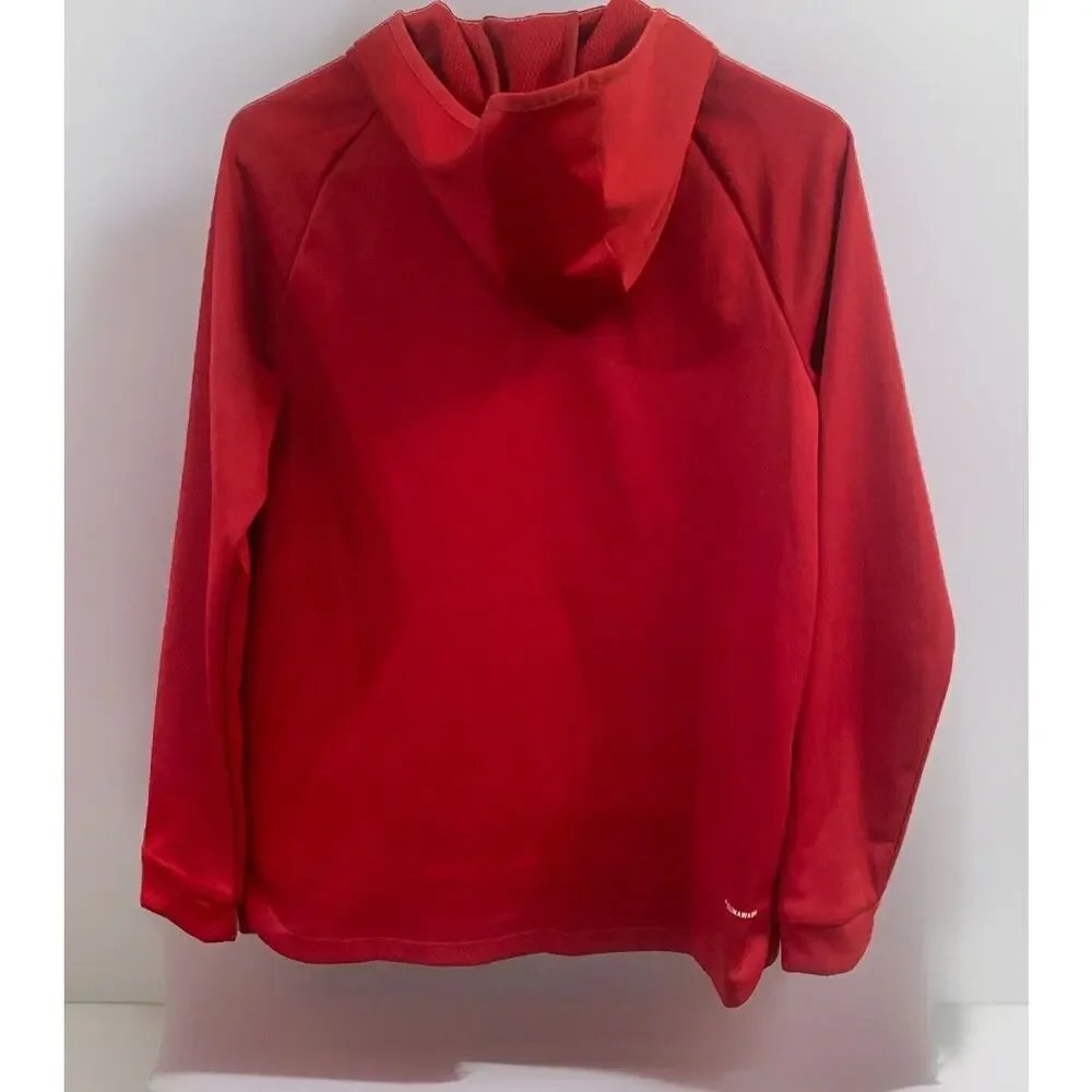 Adidas Climawarm Hoodie Mens Size S Small Red Orange Logo Hooded Sweatshirt EUC